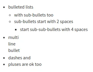 Markdown bullets
