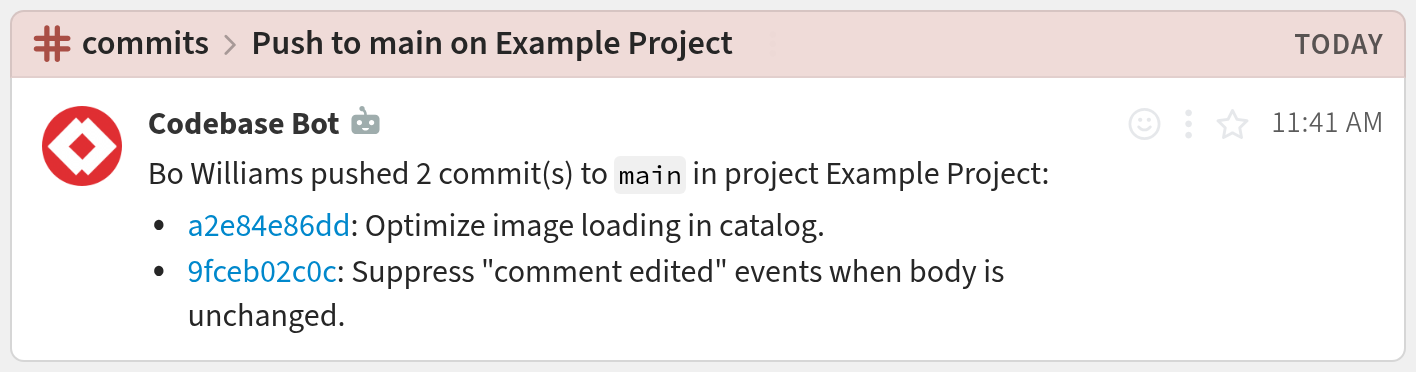 Codebase bot message